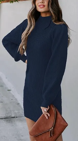 Yageshark Strickkleider Damen Pulloverkleid Minikleid (12 Farben, Gr. S bis XXL)