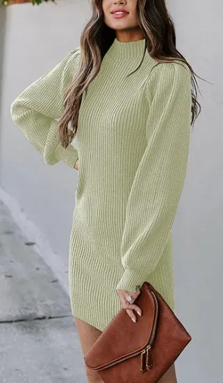 Yageshark Strickkleider Damen Pulloverkleid Minikleid