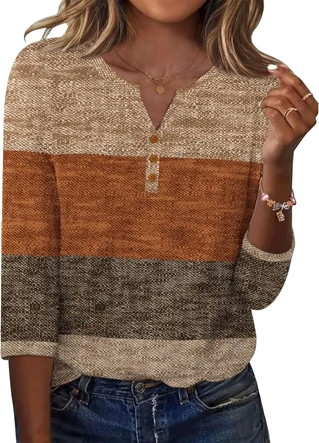 Zeagoo Damen 3/4 T-Shirt mit V-Ausschnitt (11 Farben, Gr. S bis XXL)