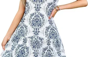 Zeagoo Damen Sommerkleid Rundhals in Blau-Weiß