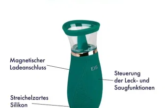 Zungenvibrator mit Saugfunktion, grün, mit klarer Spitze und magnetischem Ladeanschluss