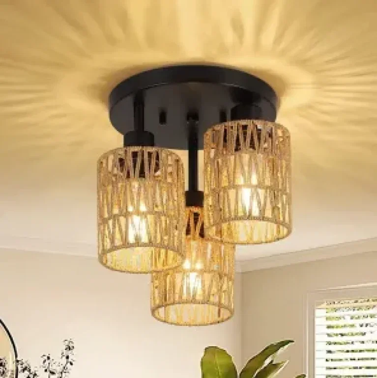 Produktrückruf: Temu Amansour Boho Chic 3-Flammen Rattan Deckenlampe
