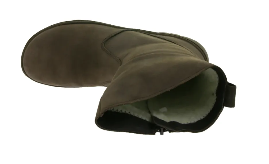Schnäppchen, Deals und Rabattcodes des Tages - Charaktervolle GROUNDIES Barfußschuhe Odessa Gx2 Damen Echtleder Stiefelette mit TrueSense Sohle Braun