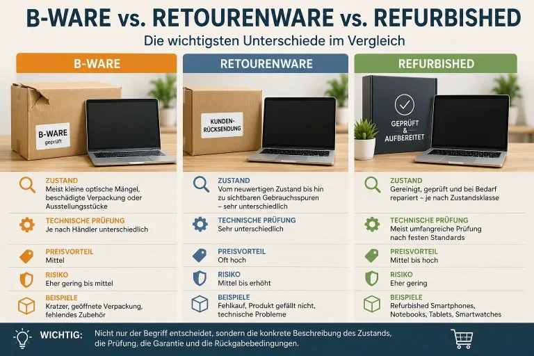 B-Ware vs. Retourenware vs. Refurbished: Wo liegen die echten Unterschiede?