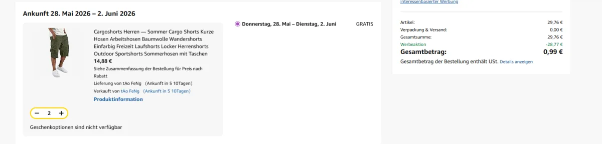 Bestellung aufgeben — bei Amazon zur Kasse gehen 18 05 2026 11 05 Bestellung aufgeben — bei Amazon zur Kasse gehen 18 05 2026 11 05