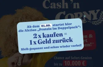 Corny Protein Cashback-Aktion: Ab 01.09. 2x kaufen = 1x Geld zurück