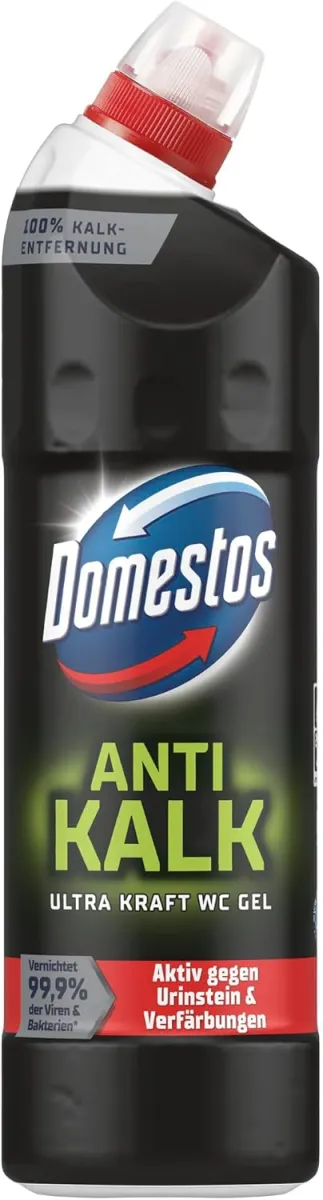 Domestos Anti Kalk Ultra Kraft WC Gel Reinigungsmittel gegen Urinstein und Verfaerbungen Domestos Anti Kalk Ultra Kraft WC Gel Reinigungsmittel gegen Urinstein und Verfärbungen