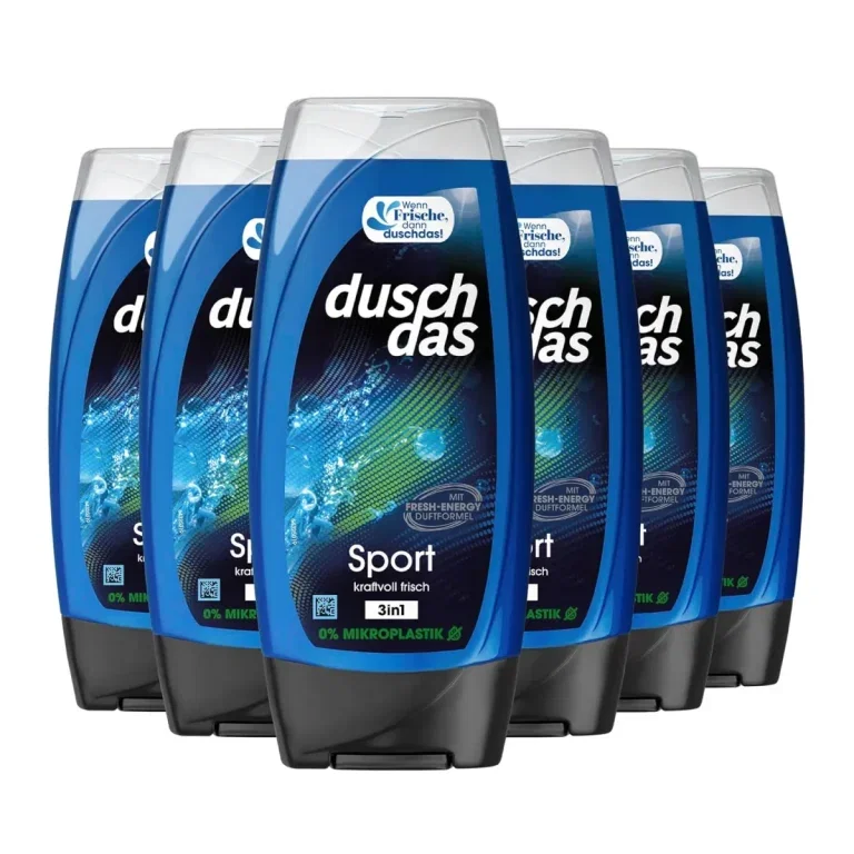 6er Pack Duschdas Sport 3in1 Duschgel und Shampoo, 225 ml, 0% Mikroplastik