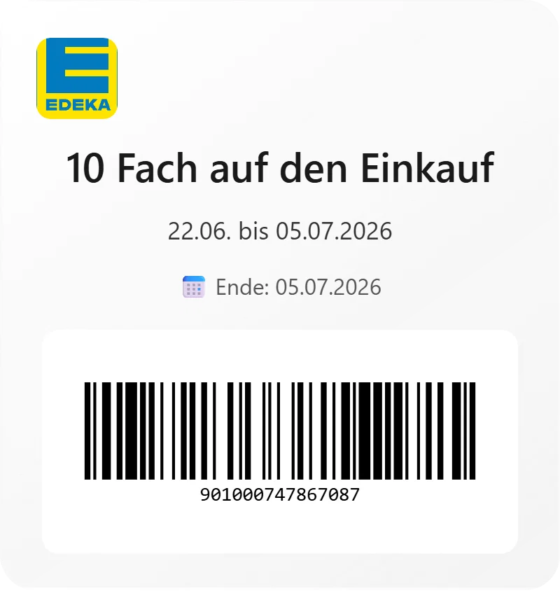Edeka 10 Fach auf den Einkauf Barcode 901000747867087 Edeka 10 Fach auf den Einkauf Barcode 901000747867087