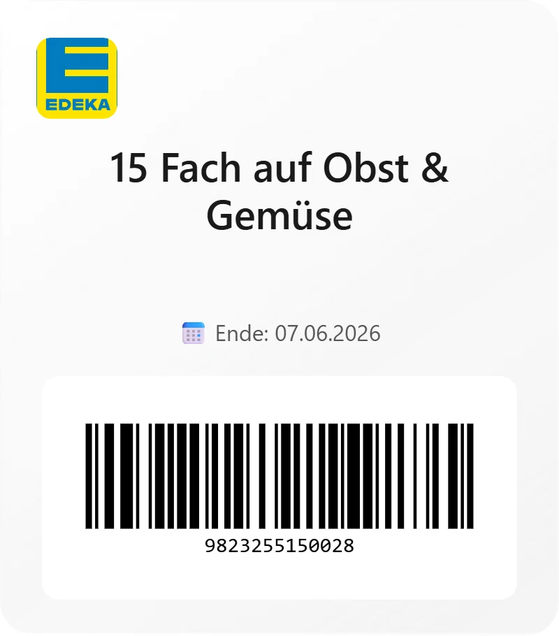 Edeka 15 Fach auf Obst Gemuese Barcode 9823255150028 Edeka 15 Fach auf Obst Gemuese Barcode 9823255150028