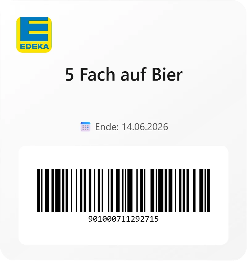 Edeka 5 Fach auf Bier Barcode 901000711292715 Edeka 5 Fach auf Bier Barcode 901000711292715