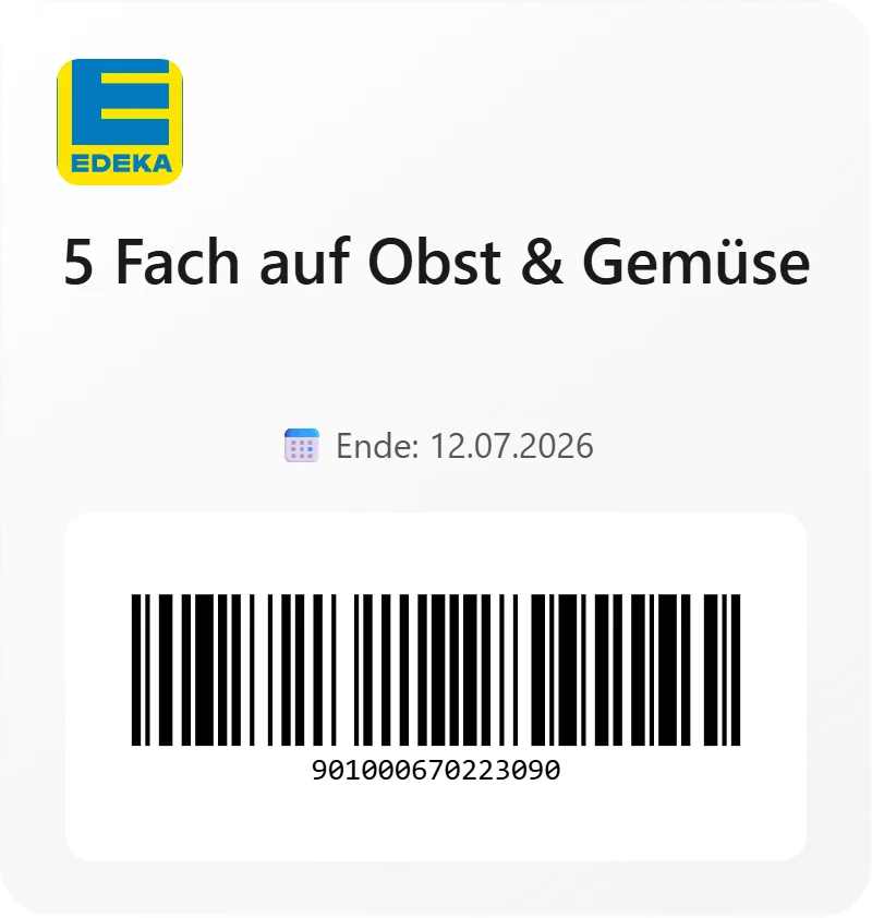 Edeka 5 Fach auf Obst Gemuese Barcode 901000670223090 Edeka 5 Fach auf Obst Gemuese Barcode 901000670223090
