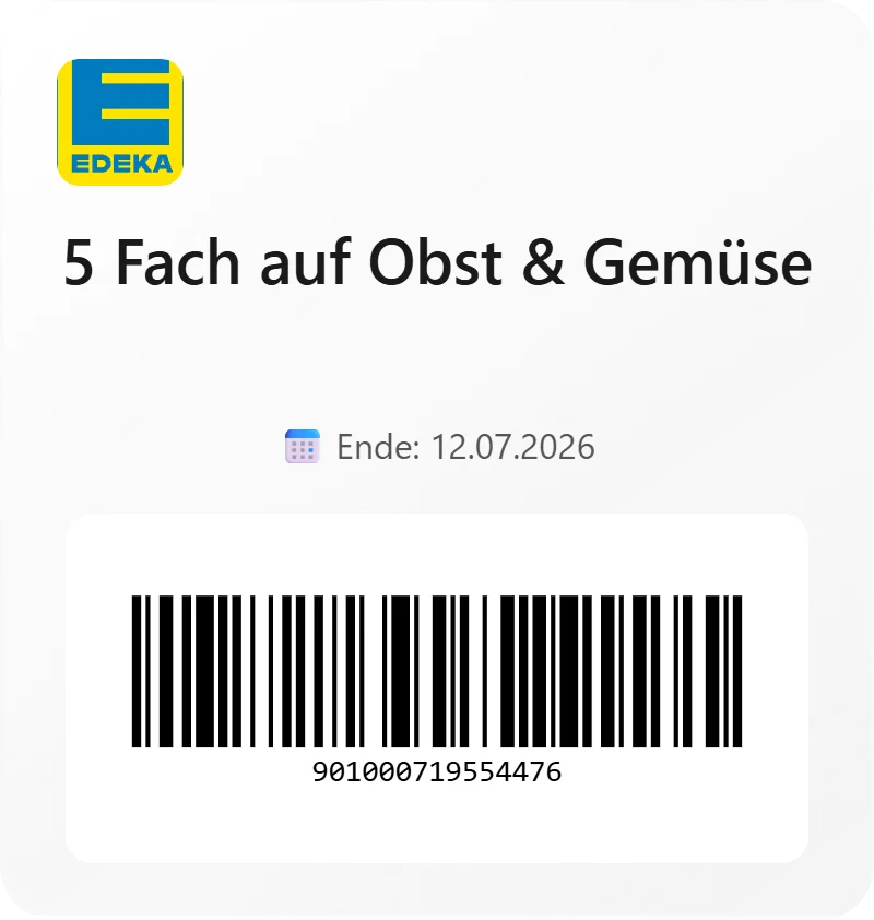 Edeka 5 Fach auf Obst Gemuese Barcode 901000719554476 Edeka 5 Fach auf Obst Gemuese Barcode 901000719554476