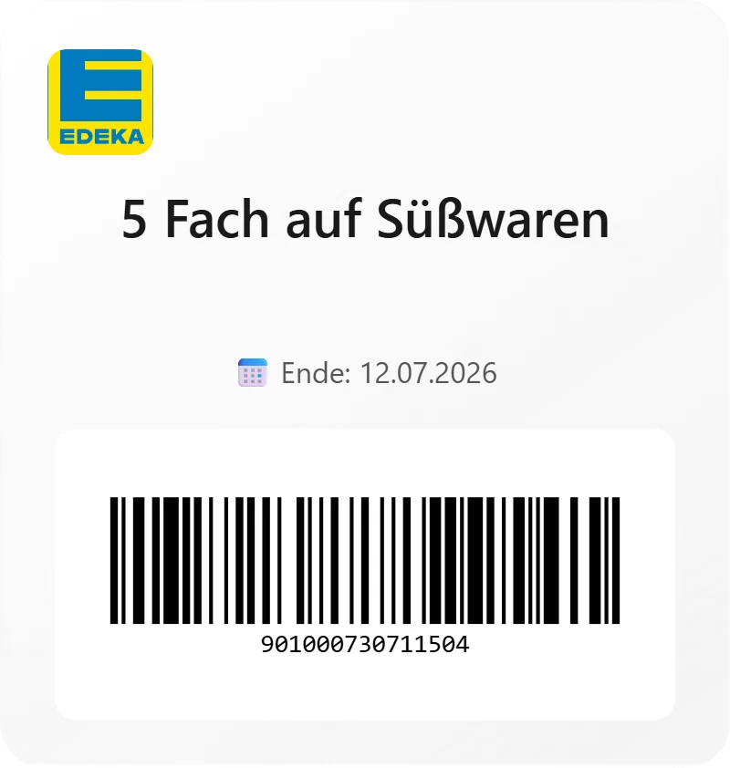 Edeka 5 Fach auf Suesswaren Barcode 901000730711504 Edeka 5 Fach auf Suesswaren Barcode 901000730711504