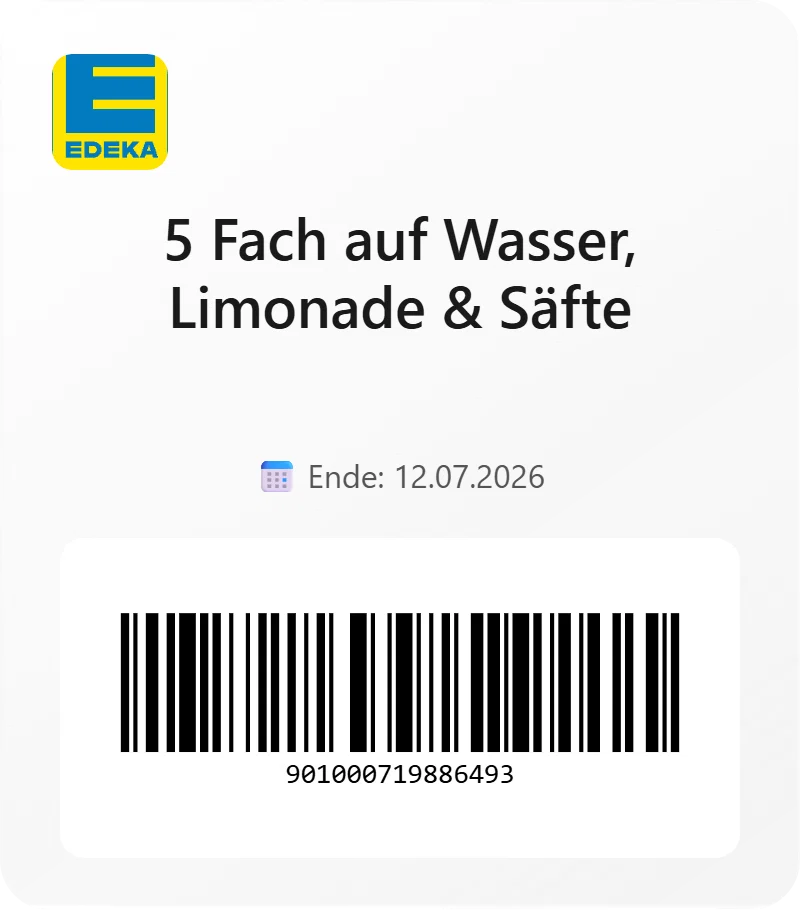 Edeka 5 Fach auf Wasser Limonade Saefte Barcode 901000719886493 Edeka 5 Fach auf Wasser Limonade Saefte Barcode 901000719886493