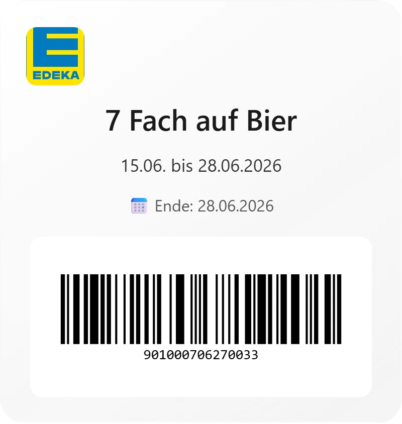 Edeka 7 Fach auf Bier Barcode 901000706270033 Edeka 7 Fach auf Bier Barcode 901000706270033