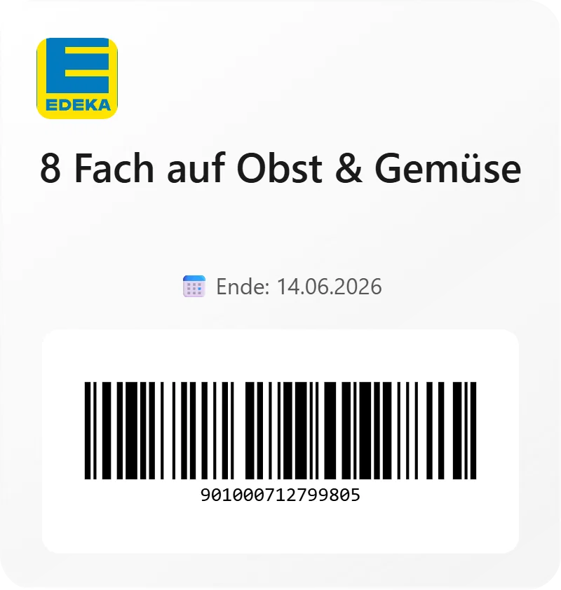 Edeka 8 Fach auf Obst Gemuese Barcode 901000712799805 Edeka 8 Fach auf Obst Gemuese Barcode 901000712799805