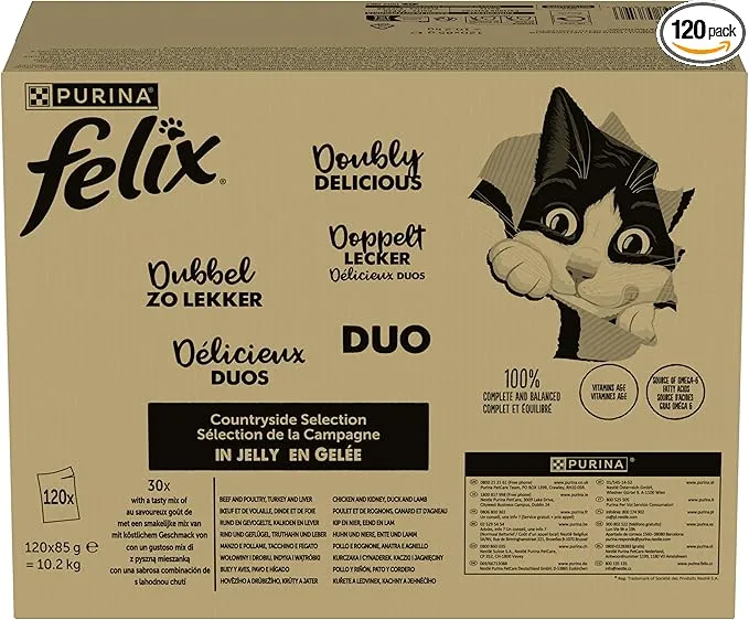 Felix So gut wie es aussieht Doppelt Lecker Katzenfutter nass in Gelee Sorten Mix 120er Pack Felix So gut wie es aussieht Doppelt Lecker Katzenfutter nass in Gelee Sorten-Mix 120er Pack
