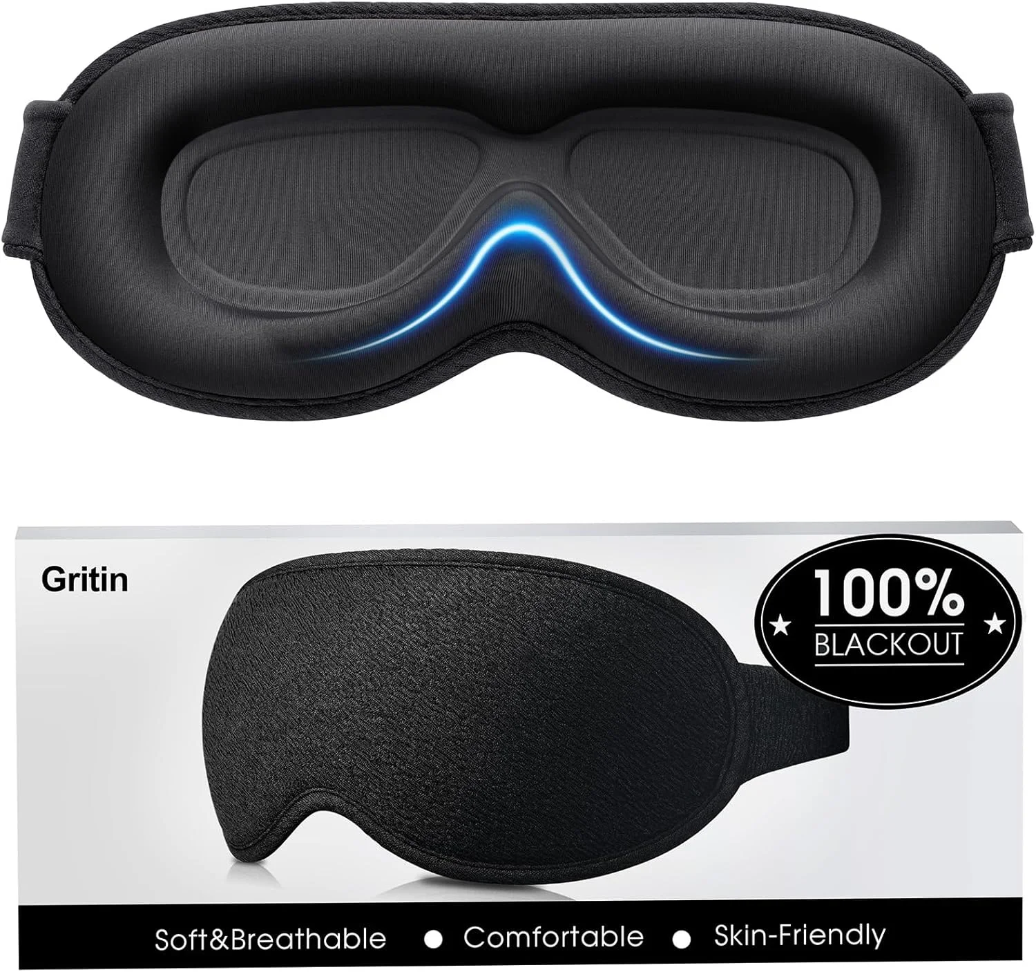 Gritin 3D Schlafmaske fuer Seitenschlaefer Upgrade Atmungsaktive
