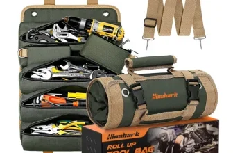 Hinshark Aufrollbare Werkzeugtasche für Männer, grün-braun, mit Werkzeugen