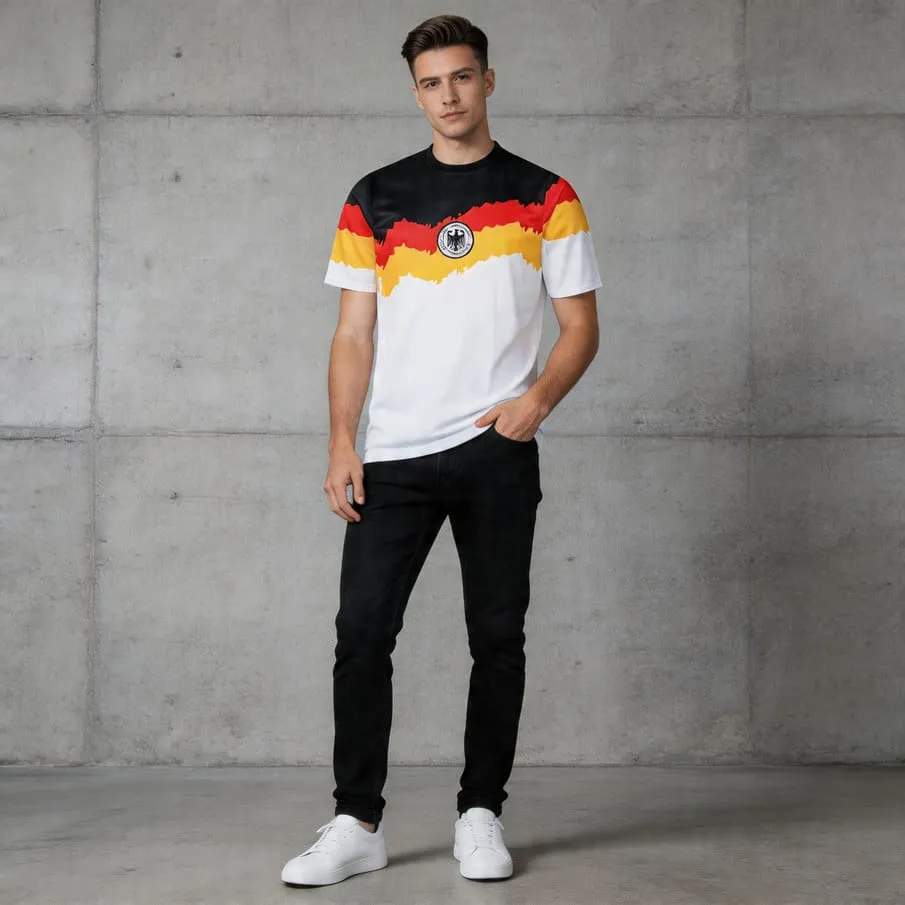 JELEX Deutschland Performante Herren Heim Trikot angezogen JELEX Deutschland Performante Herren Heim Trikot