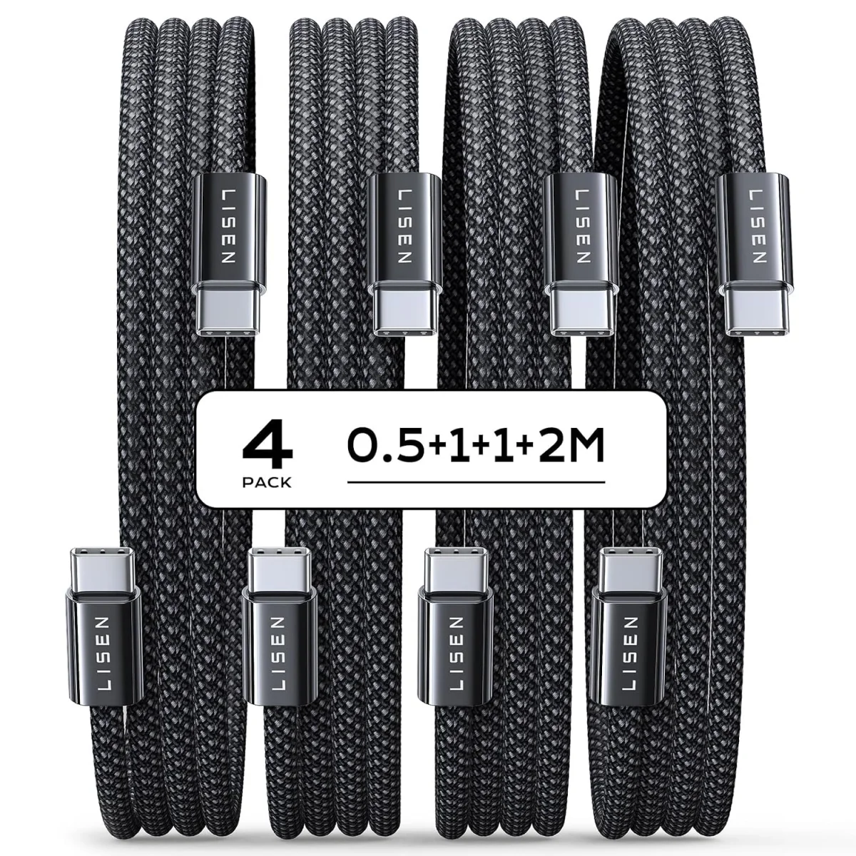 LISEN 60W USB C Kabel 4er Pack (0,5M 1M 1M 2M – USB C auf USB C Kabel Set)
