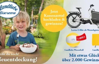 Landliebe Eiscreme Gewinnspiel: Zwei Kinder genießen Eiscreme im Garten