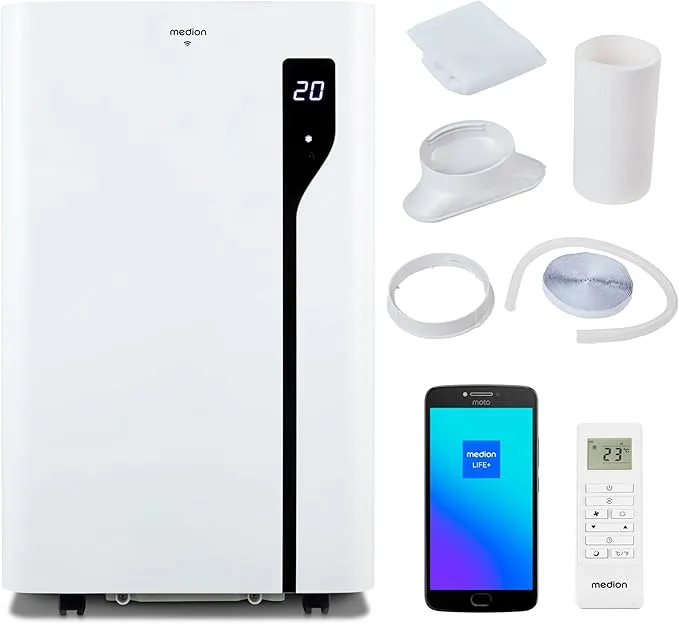 MEDION P1200 mobile Klimaanlage (12000 BTU mobil inkl. Fensterabdichtung bis 36m²)