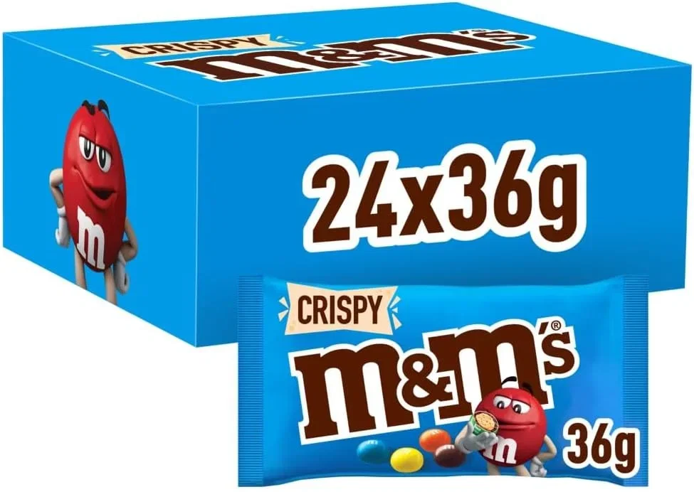 M&M’S Crispy Schokolinsen mit Knusperkern 24 Packungen (24 x 36g)