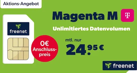 Telekom MagentaMobil M unlimited 5G für 24,95€ monatlich (bis zu 300 Mbit/s und Roaming inklusive UK und Schweiz)