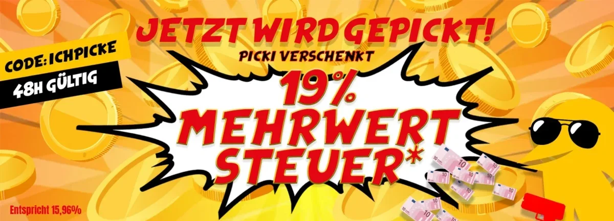 Mehrwertsteuer geschenkt: 15,96 % Rabatt bei PickSport
