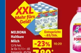 Milbona Haltbare Milch 1,5% Fett 12x 1L