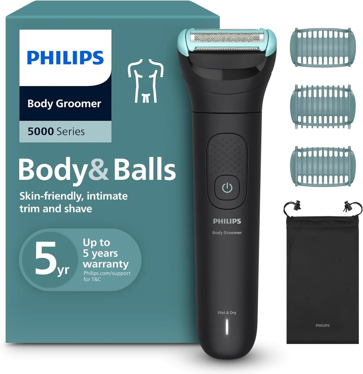 Philips Bodygroom Series 5000 – Trimmer für Männer mit Rasiersystem BG5470/15