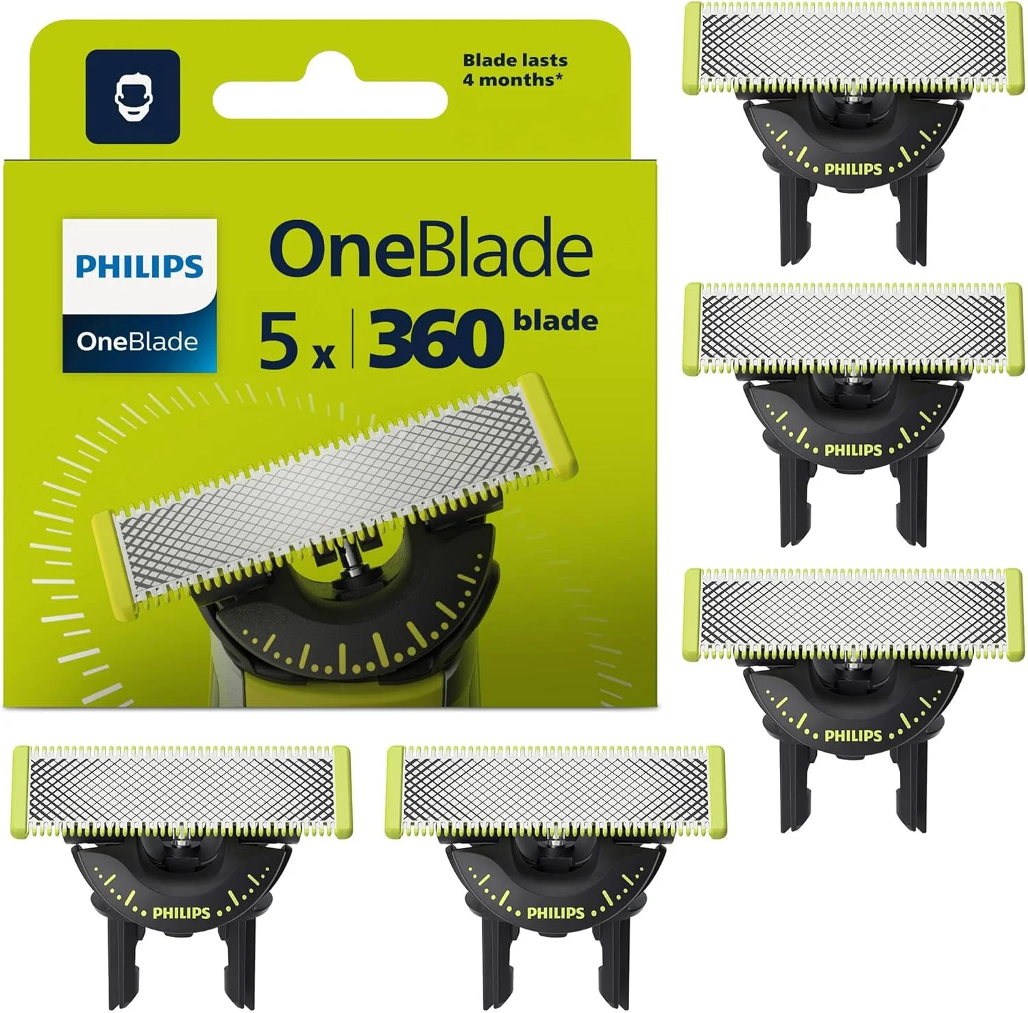 Philips OneBlade Original 360-Klingen 5er Pack (Modell QP450/50)