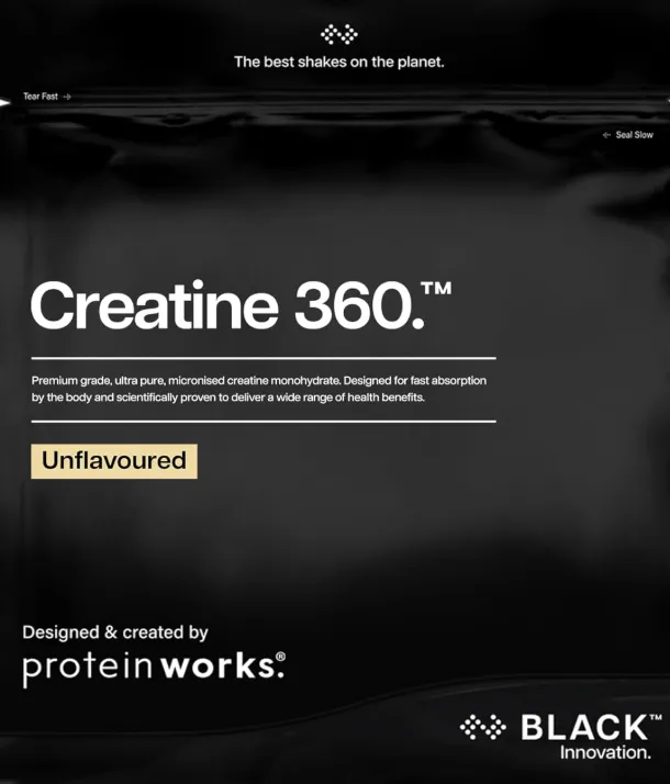 Protein Works Creatine 360 – BLACK Innovation Kreatin-Monohydrat (250g Geschmacksneutral 83 Portionen)