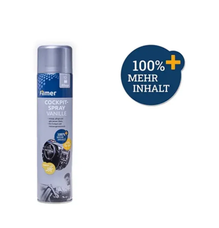 Produktrückruf: Filmer Cockpit-Spray mit Vanilleduft kann undicht werden und platzen