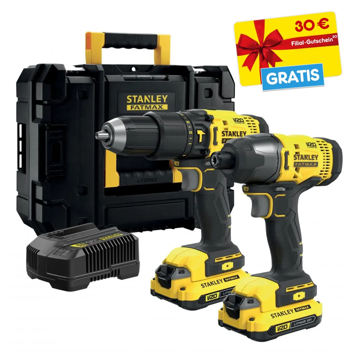 Stanley Bohr- und Schlagschrauberset 18 V SFMCK465D2T-QW + 30 € Filial-Gutschein