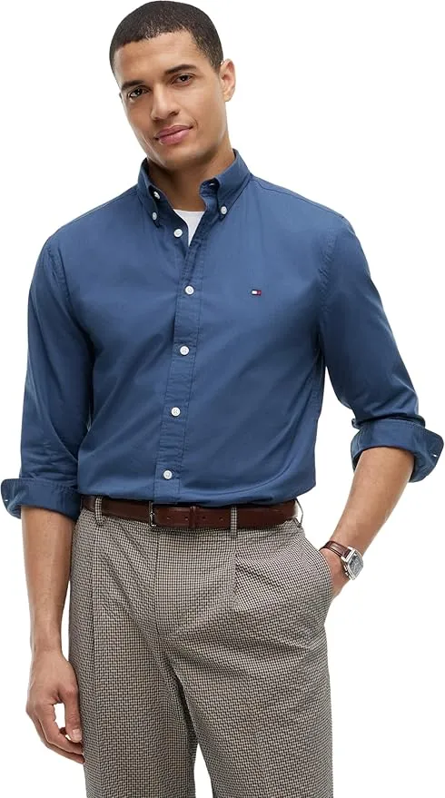 Tommy Hilfiger Flex Poplin Soli Herren Hemd Regular Fit Tommy Hilfiger Flex Poplin Soli Herren Hemd Regular Fit