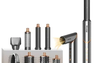 Uniorange M8 Haartrockner-Set mit 8 Aufsätzen in Grau und Kupfer