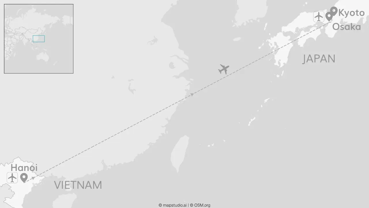 Vietnam Japan Kombireise Reiseroute