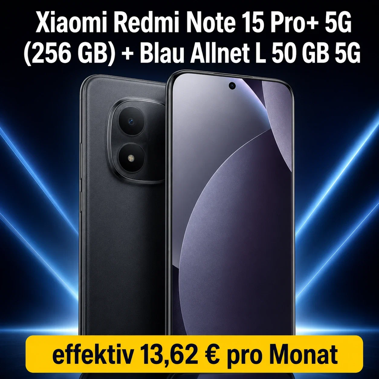 Blau: Xiaomi Redmi Note 15 Pro+ 5G  (256 GB) + Xiaomi Electric Scooter 5 Pro + Blau Allnet L 50 GB 5G für 40,99 € / Monat + 41,99 € einmalig