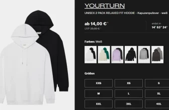 Yourturn Unisex 2 Pack Relaxed Fit Hoodie