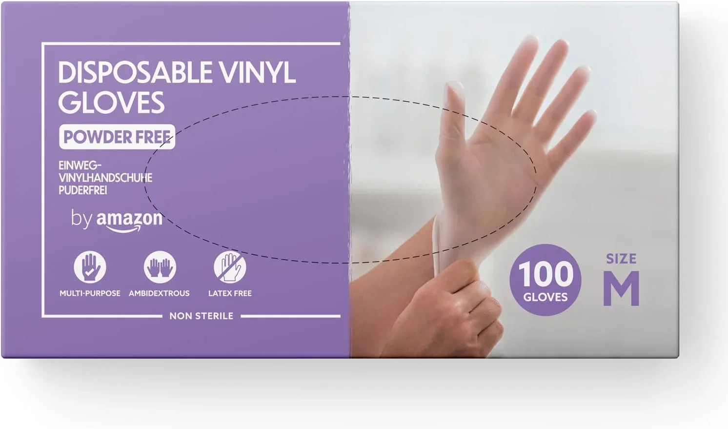 by Amazon Einweg-Vinylhandschuhe 100er-Pack (Gr. S bis XL)