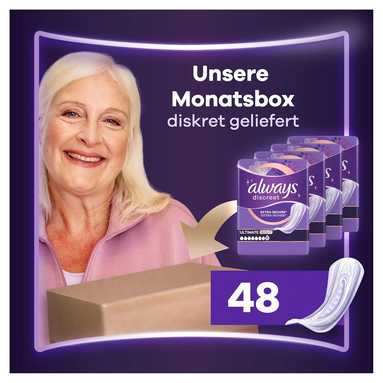 Always Discreet Inkontinenzeinlagen fuer Frauen Ultimate Nacht 48 Stueck Extra Sicher und Diskret B09NNRJPDS 2 Always Discreet Inkontinenzeinlagen fuer Frauen Ultimate Nacht 48 Stueck Extra Sicher und Diskret B09NNRJPDS 2