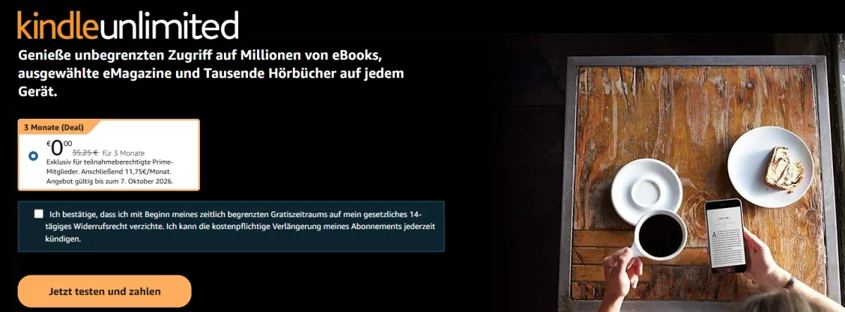 3 Monate Kindle Unlimited gratis – eBooks & Hörbücher unbegrenzt lesen