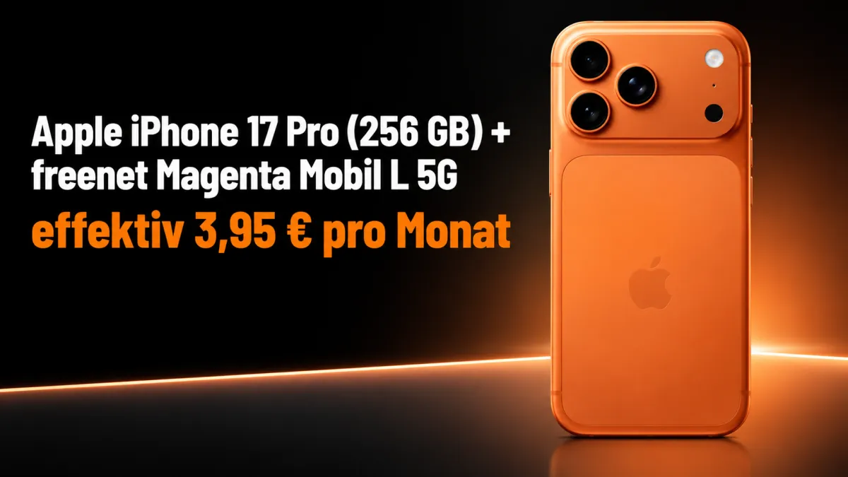 MediaMarkt Tarifwelt: Apple iPhone 17 Pro (256 GB) + freenet Magenta Mobil L 5G für 49,95 € / Monat + 144,94 € einmalig