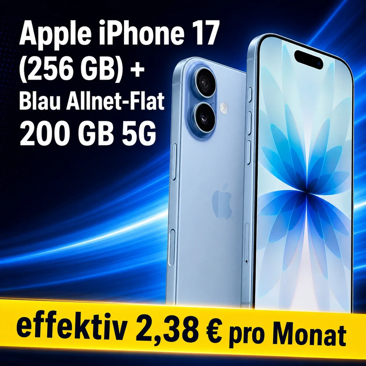 Apple iPhone 17 256 GB Blau Allnet Flat 200 GB 5G Apple iPhone 17 256 GB Blau Allnet Flat 200 GB 5G