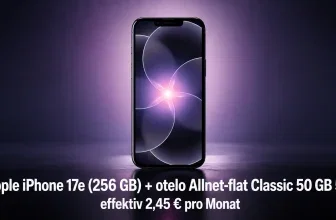 Ein schwarzes Apple iPhone mit einem hellen, violetten Hintergrund und einem hell leuchtenden Stern auf dem Bildschirm