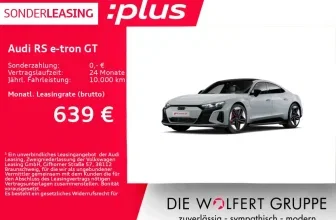 Ein silberner Audi RS e-tron GT auf weißem Hintergrund