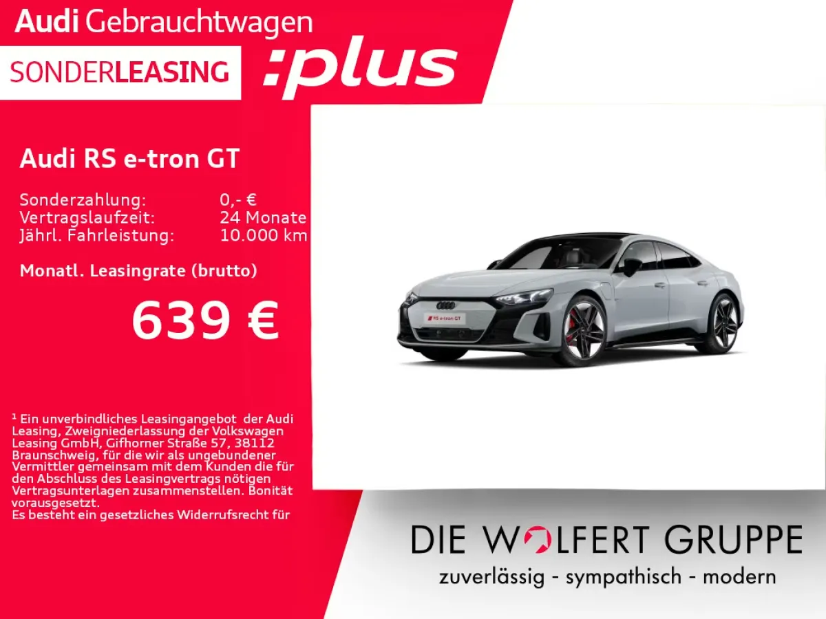 Audi RS e-tron GT mit 598 PS für 639,00 € / Monat – LF 0,36 (Privat- und Gewerbekunden)